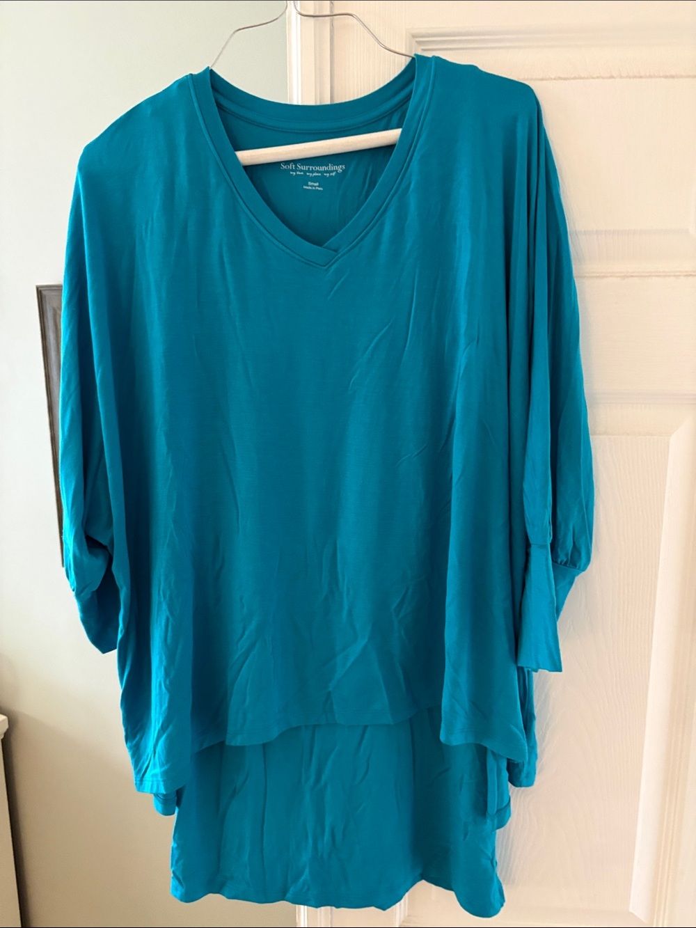 Soft Surroundings Teal V-Neck Drapey Women's Tunic